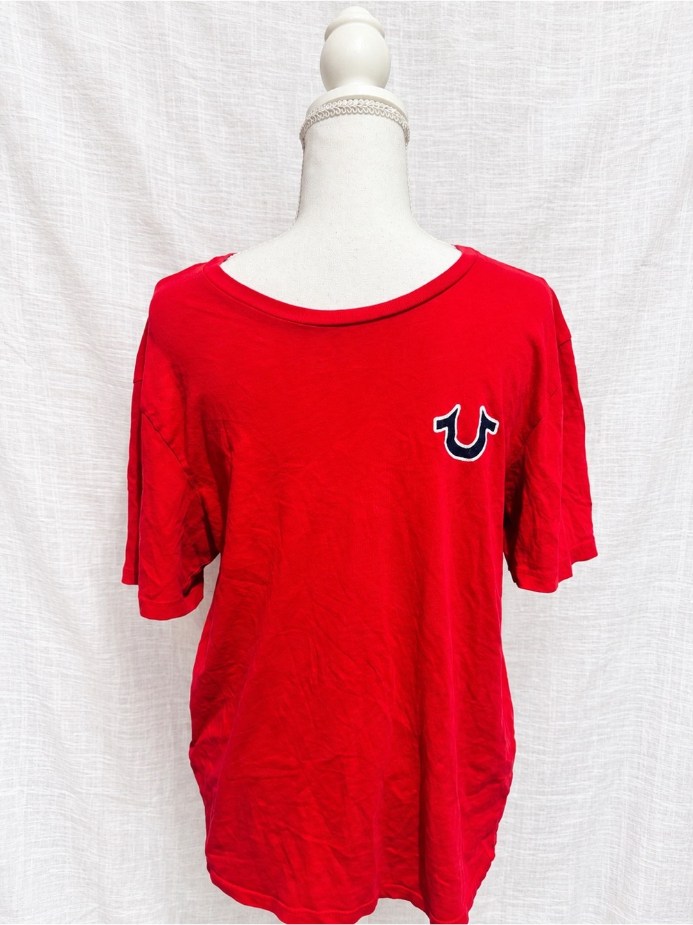True Religion World Tour Buddha Guitar Graphic T-Shirt Red Men’s Small Y2K